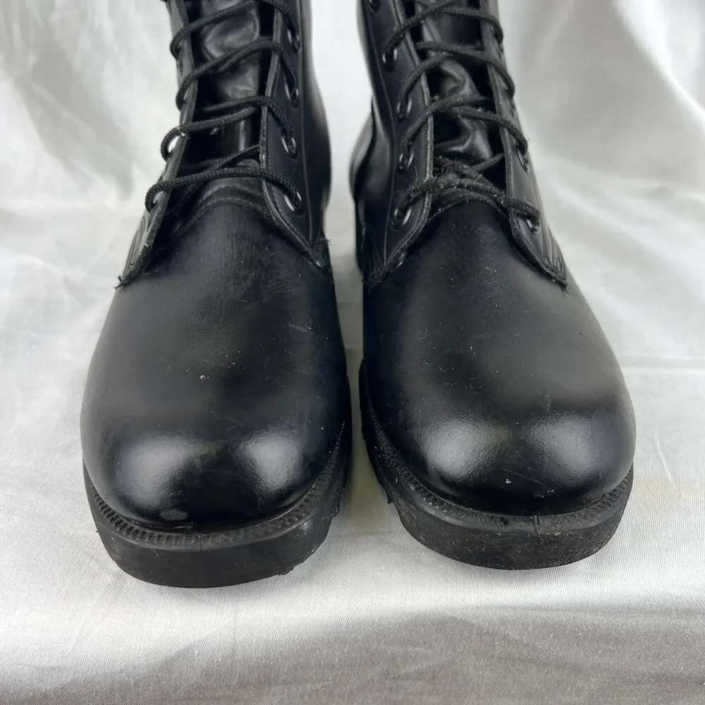 1967 US Army Black Leather Combat Boots Vietnam War Era Size 7 R
